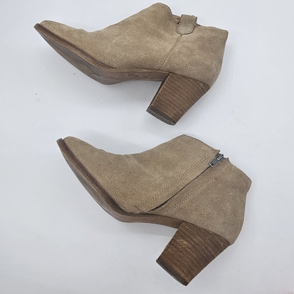 Madewell Sz 6 1/2 Billie Bootie Otter Beige E0192 Tan Zip Up Suede - Picture 13 of 13